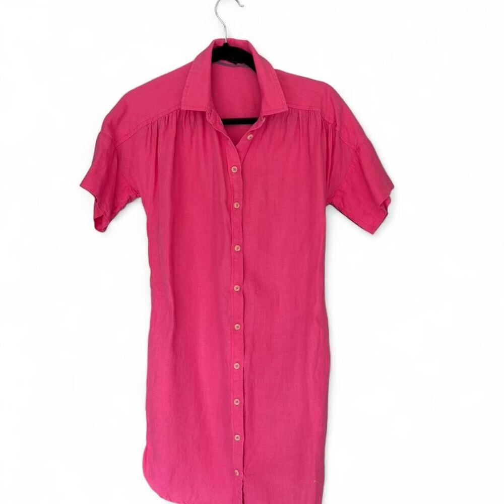 J Crew in collab with Baird  pink linen shirt dress SZ XXS